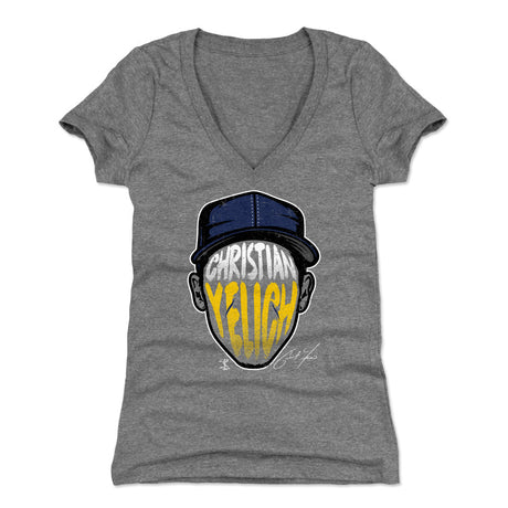 Christian Yelich Women's V-Neck T-Shirt | 500 LEVEL