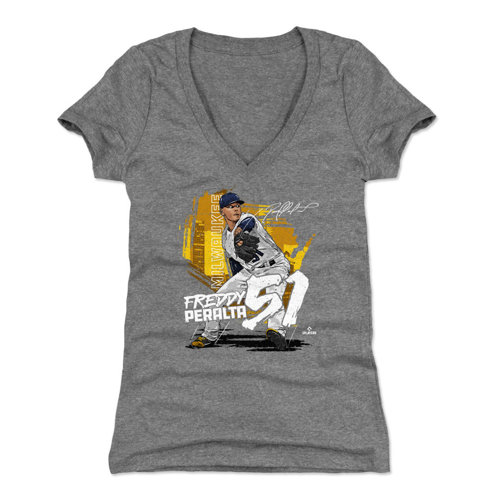 Freddy Peralta Women's V-Neck T-Shirt | 500 LEVEL