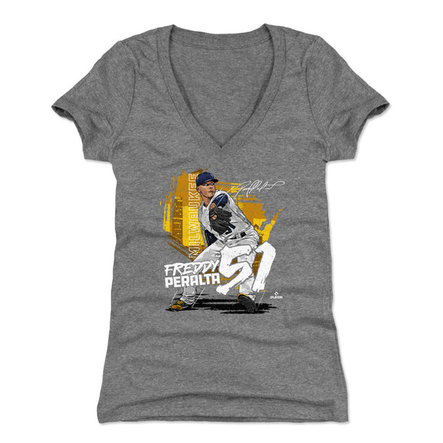 Freddy Peralta Women's V-Neck T-Shirt | 500 LEVEL
