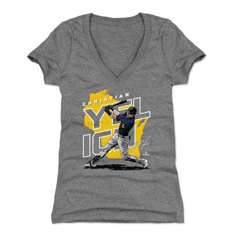 Christian Yelich Women's V-Neck T-Shirt | 500 LEVEL