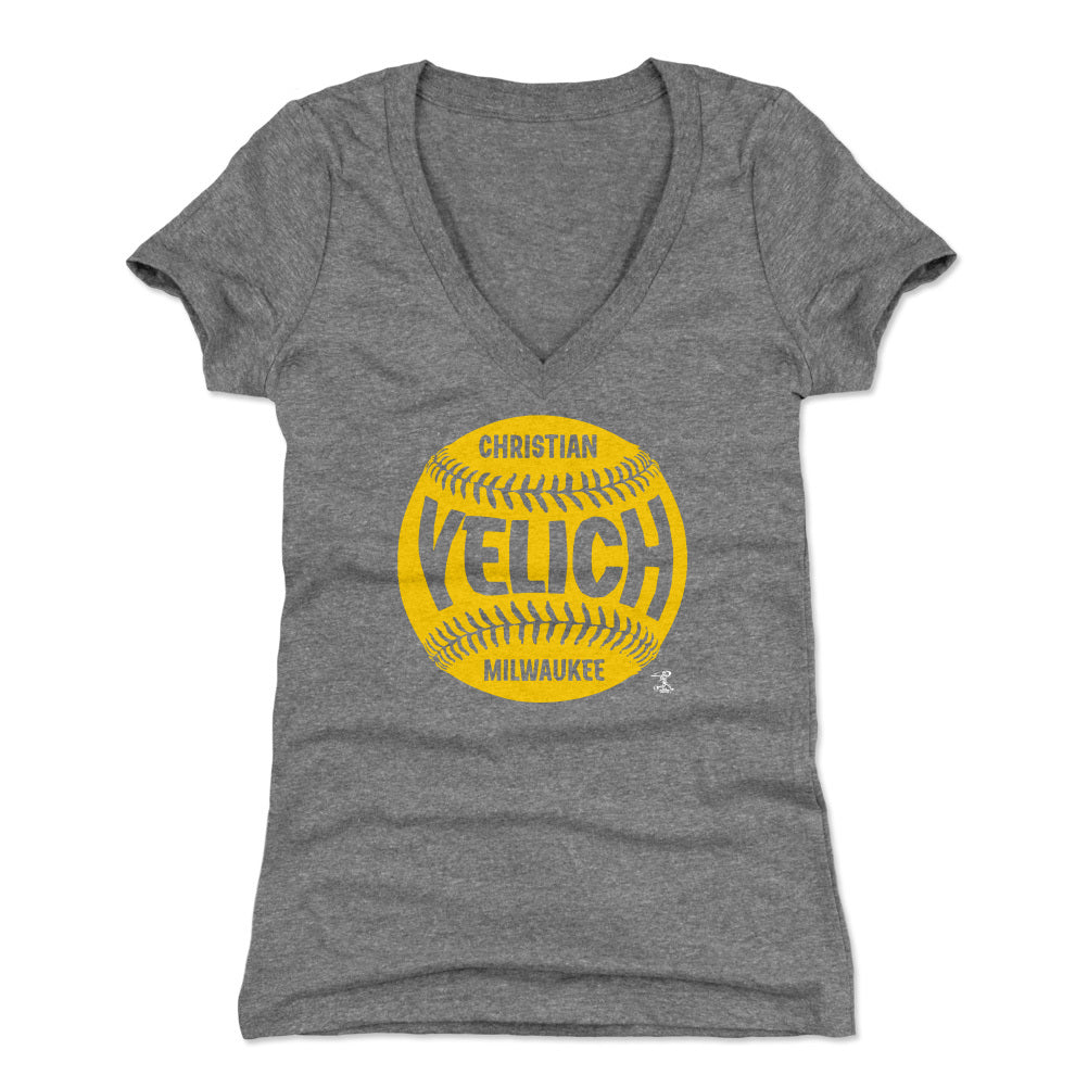 Christian Yelich Women&#39;s V-Neck T-Shirt | 500 LEVEL