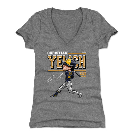 Christian Yelich Women's V-Neck T-Shirt | 500 LEVEL