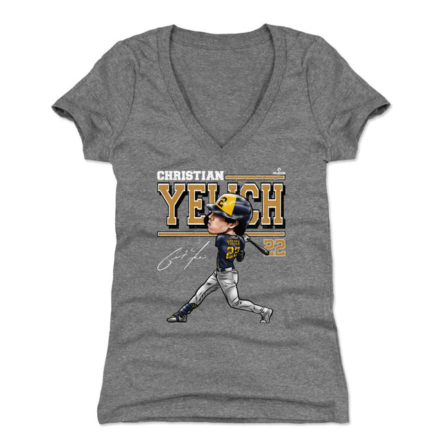 Christian Yelich Women's V-Neck T-Shirt | 500 LEVEL