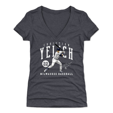 Christian Yelich Women's V-Neck T-Shirt | 500 LEVEL