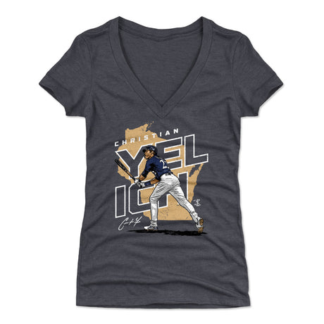 Christian Yelich Women's V-Neck T-Shirt | 500 LEVEL