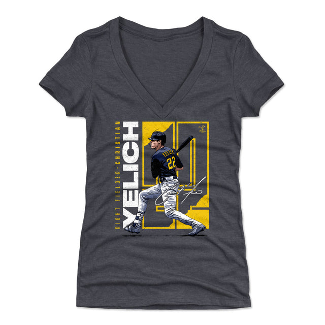 Christian Yelich Women's V-Neck T-Shirt | 500 LEVEL