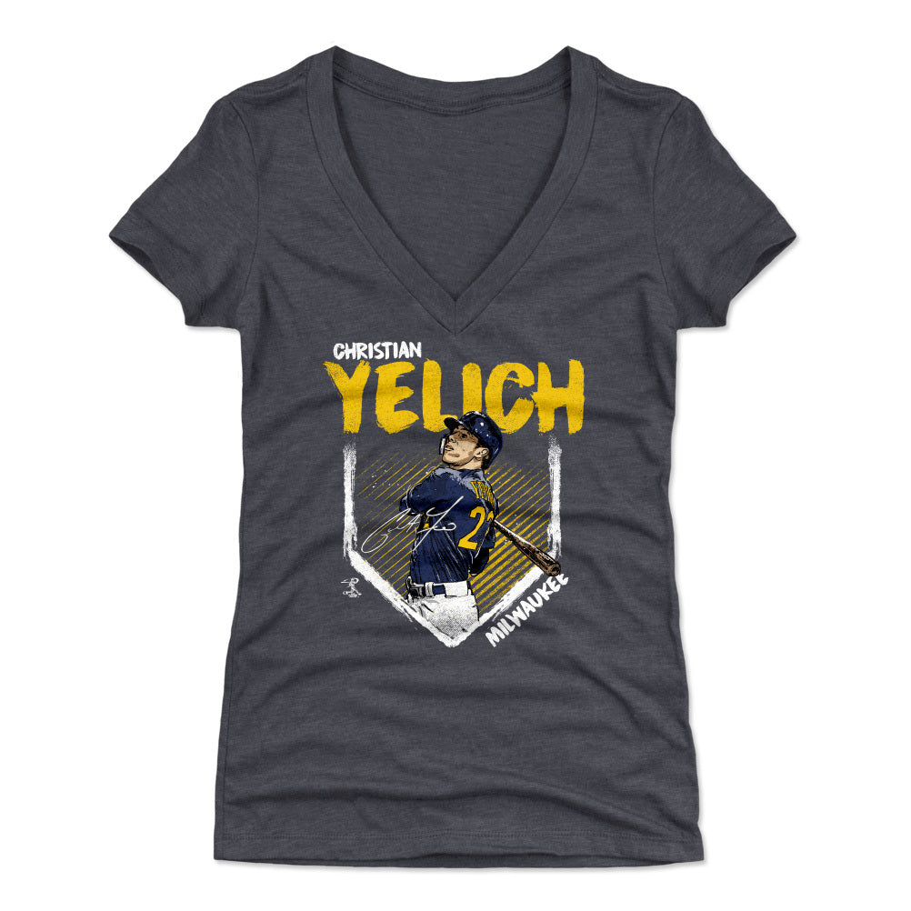 Christian Yelich Women's V-Neck T-Shirt | 500 LEVEL