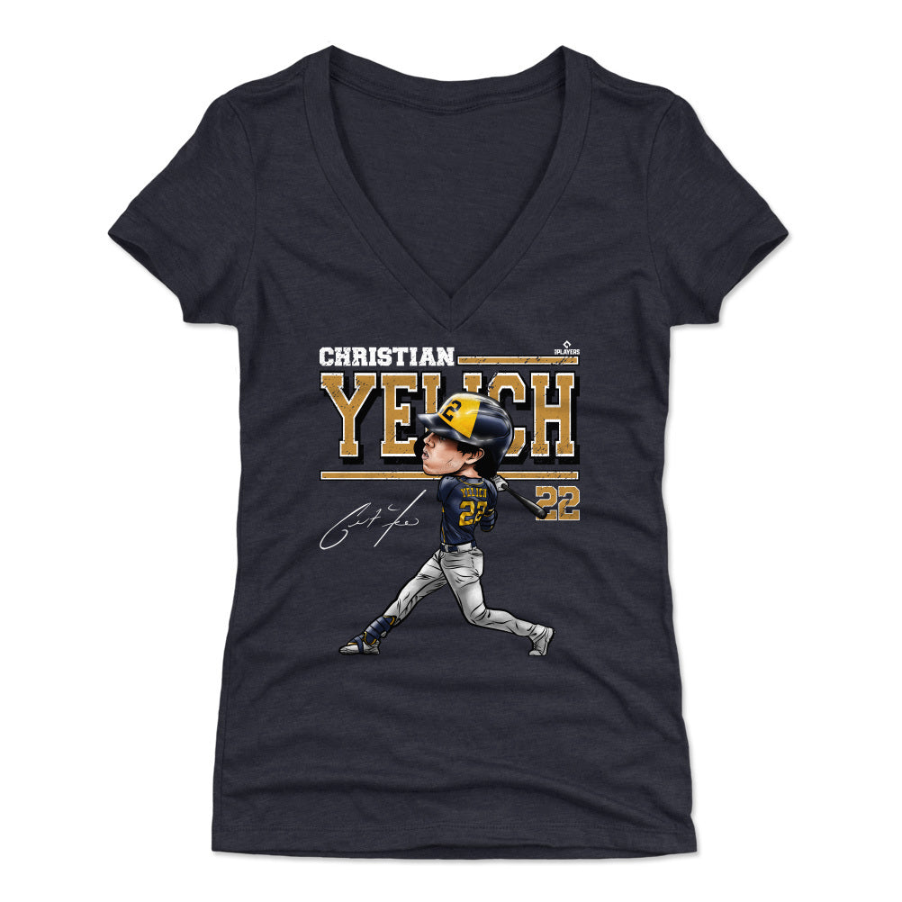 Christian Yelich Women's V-Neck T-Shirt | 500 LEVEL