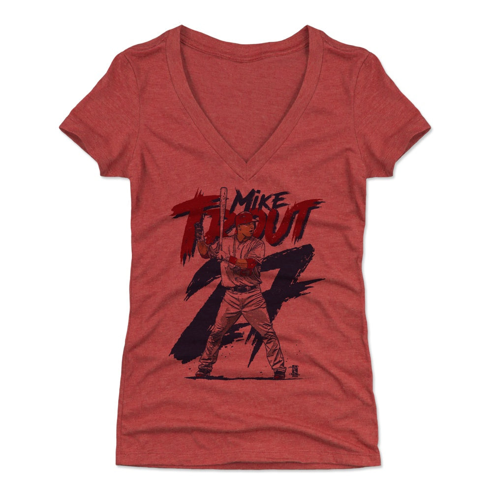 Mike Trout Women&#39;s V-Neck T-Shirt | 500 LEVEL